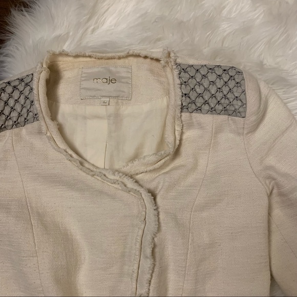 🌸 MAJE Tweed Blazer Jacket Cream - Picture 3 of 13
